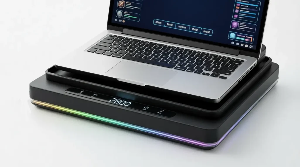 Best Laptop Cooling Pads for Gaming in 2026 4 Illustration showing a gaming laptop on an RGB laptop cooling pad